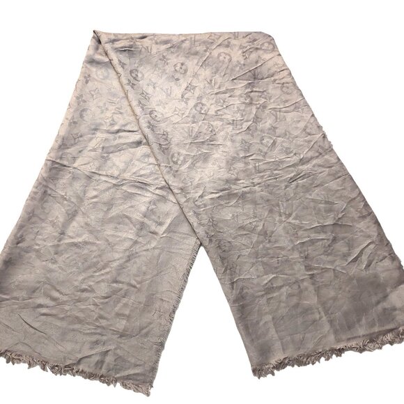 LOUIS VUITTON LV Beige Monogram Shawl Scarf Wrap - Picture 1 of 6